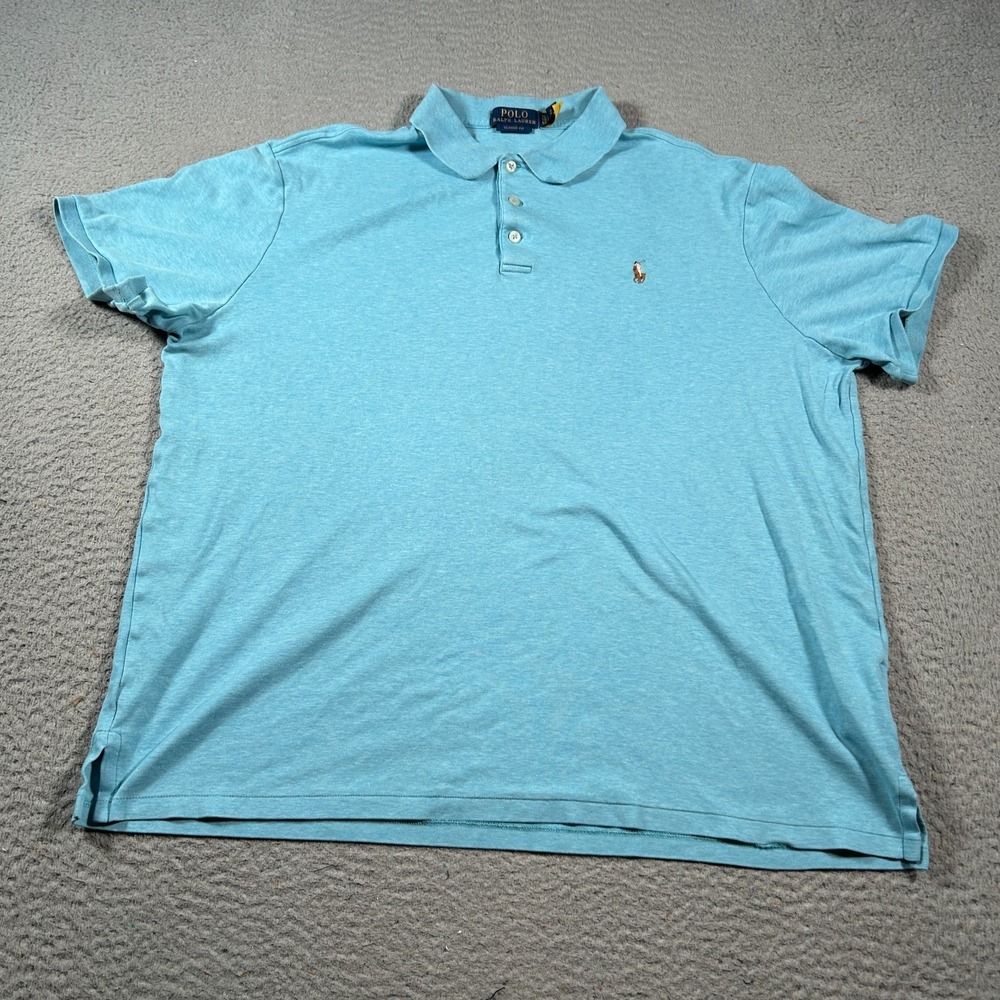 Polo Ralph Lauren Golf Shirt Mens XL Heather Blue Pony Classic Fit Soft Touch